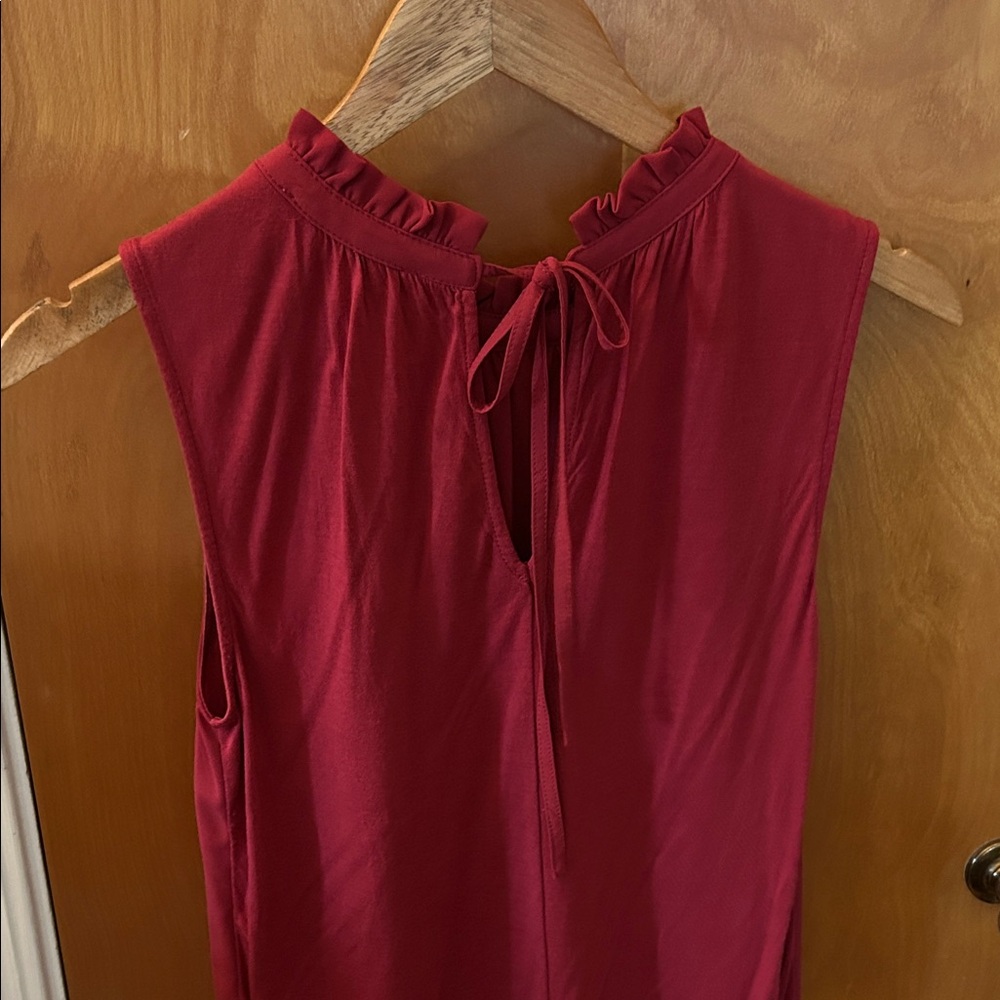 LOFT Burgundy Ruffle Blouse - Picture 3 of 3